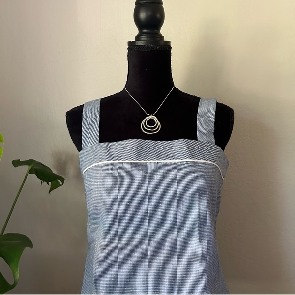 Vintage Blue Houndstooth 70s Square Neck Tank Top - Picture 6 of 15